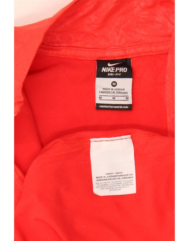 NIKE Womens Dri Fit Zip Neck Pullover Tracksuit Top UK 12 Medium Red
