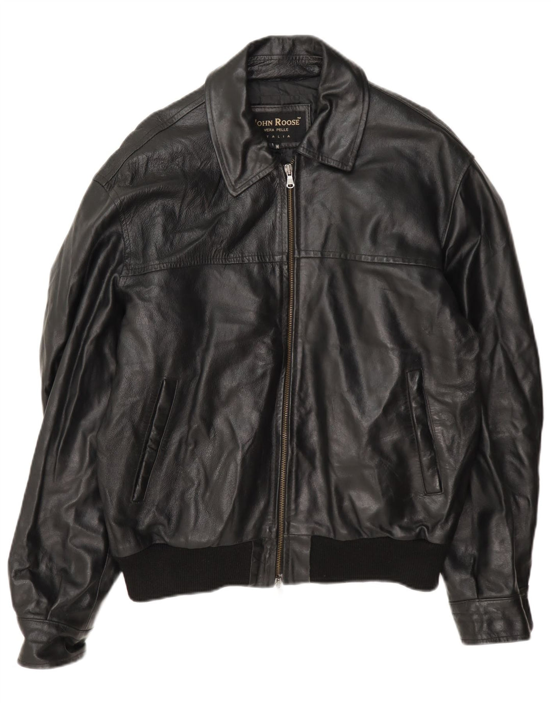 John Roose Mens Leather Jacket UK 38 Medium Black