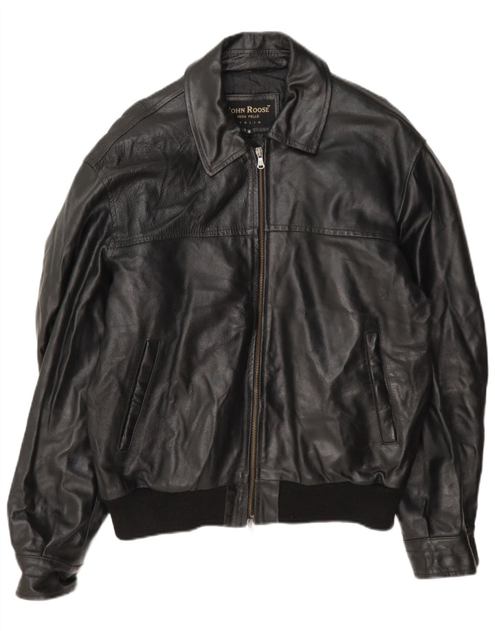 John Roose Mens Leather Jacket UK 38 Medium Black