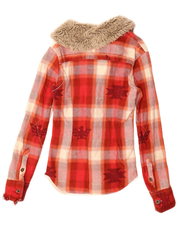 Superdry Womens Graphic Lumberjack  Flannel Shirt UK 10 Small Red Plaid