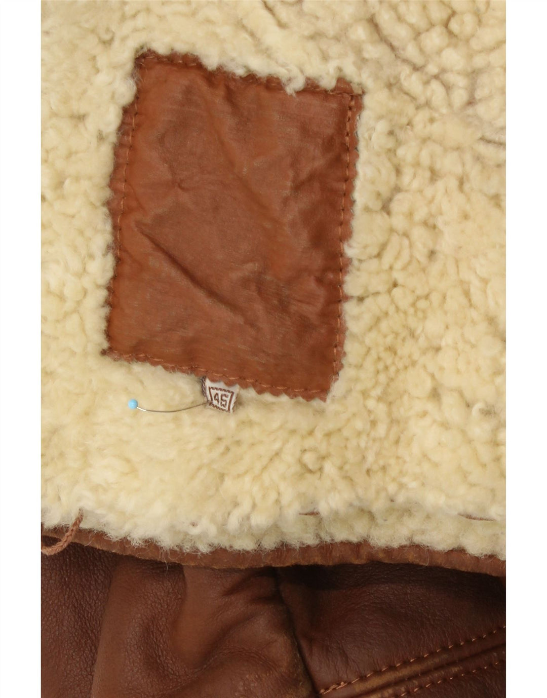 Vintage Mens Loose Fit Shearling Jacket IT 46 Small Brown Leather