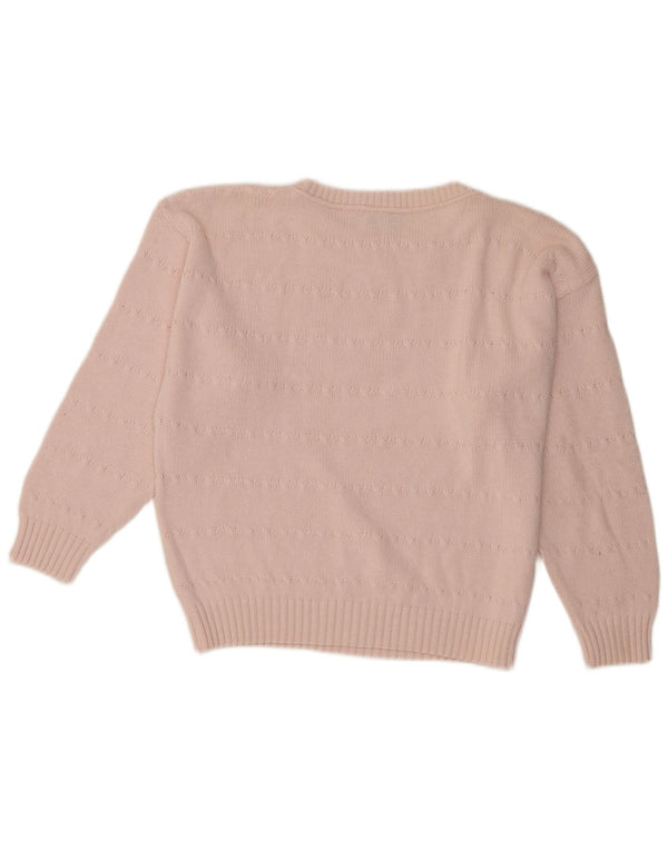 Portobello’s Womens Crop Crew Neck Jumper Sweater IT 42 Medium Pink Cotton