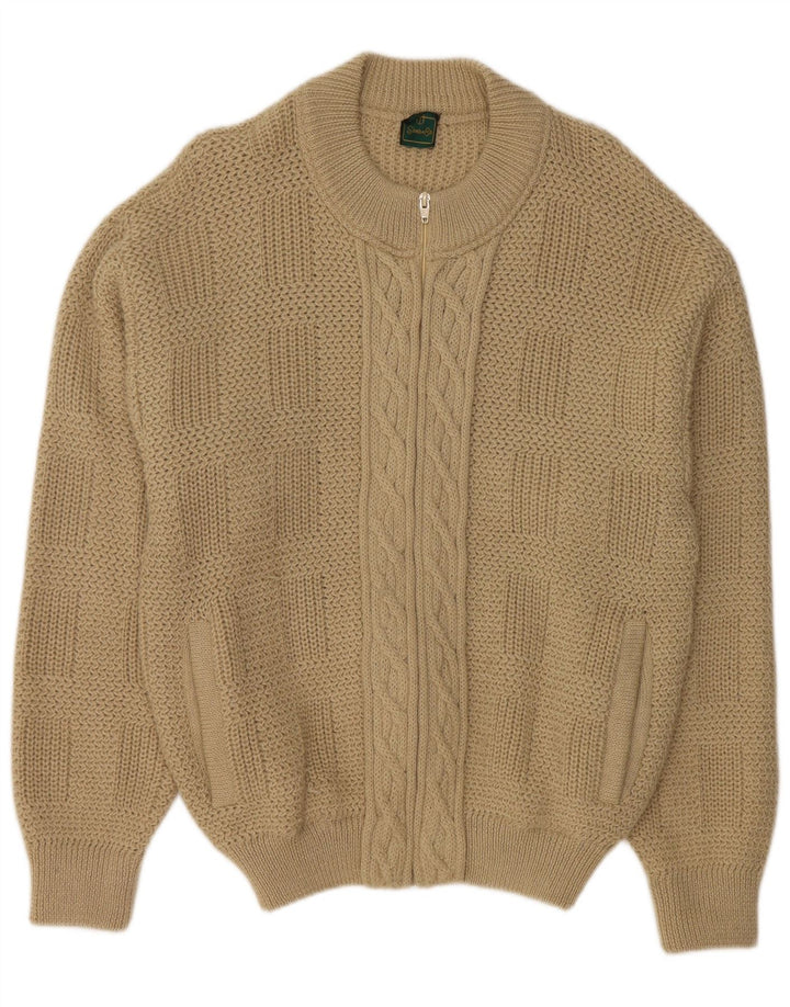 Vintage Mens Cardigan Sweater IT 50 Medium Beige Wool