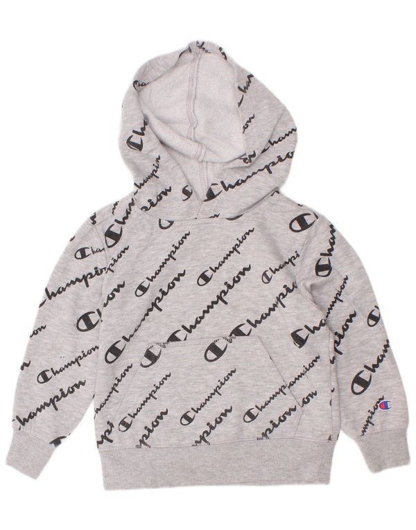 Champion Boys Graphic Hoodie Jumper 3-4 Years Grey Flecked Cotton