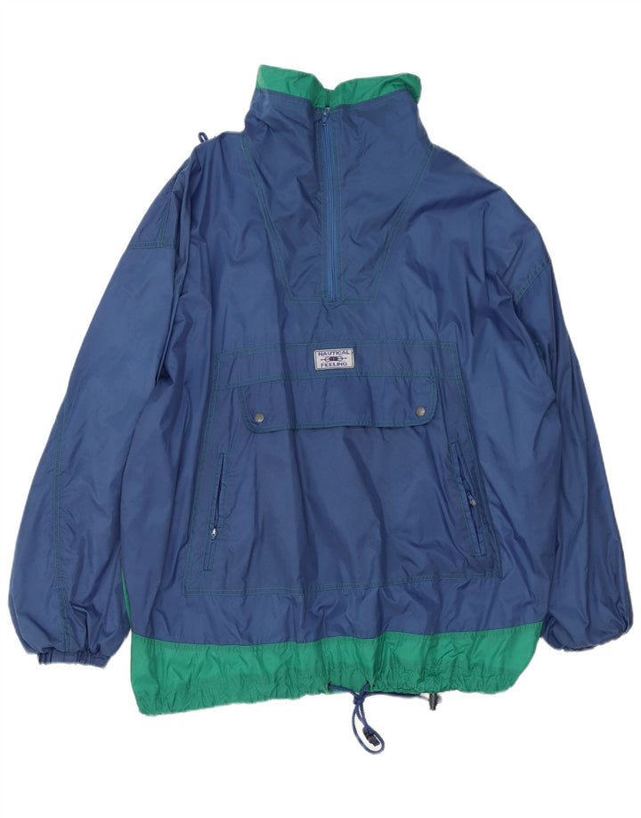 Marcel Clair Mens Loose Fit Rain Jacket UK 42 XL Navy Blue Colourblock