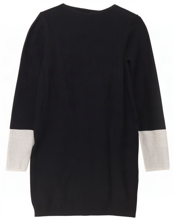 Marks & Spencer Womens Long Sleeve Jumper Dress UK 6 XS Black Colourblock