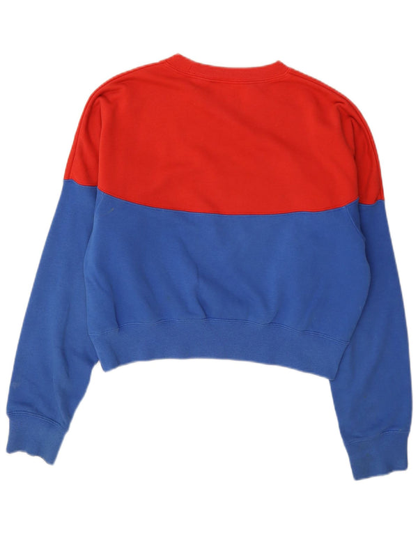 Nike Womens Crop Sweatshirt Jumper UK 10 Small Red Colourblock Cotton