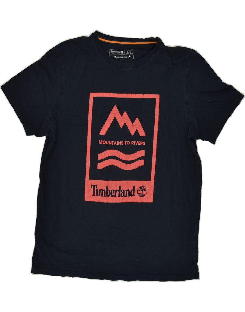 TIMBERLAND Mens Regular Fit Graphic T-Shirt Top Large Navy Blue Cotton | Vintage Timberland | Thrift | Second-Hand Timberland | Used Clothing | Messina Hembry 