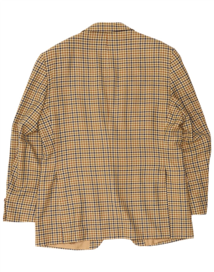 Magee Mens 2 Button Blazer Jacket EU 54 Large Beige Check New Wool