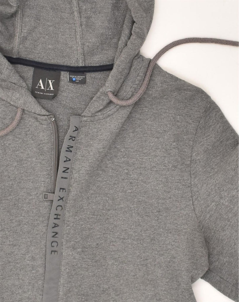 ARMANI EXCHANGE Mens Zip Hoodie Sweater UK 10 Small Grey Cotton | Vintage Armani Exchange | Thrift | Second-Hand Armani Exchange | Used Clothing | Messina Hembry 