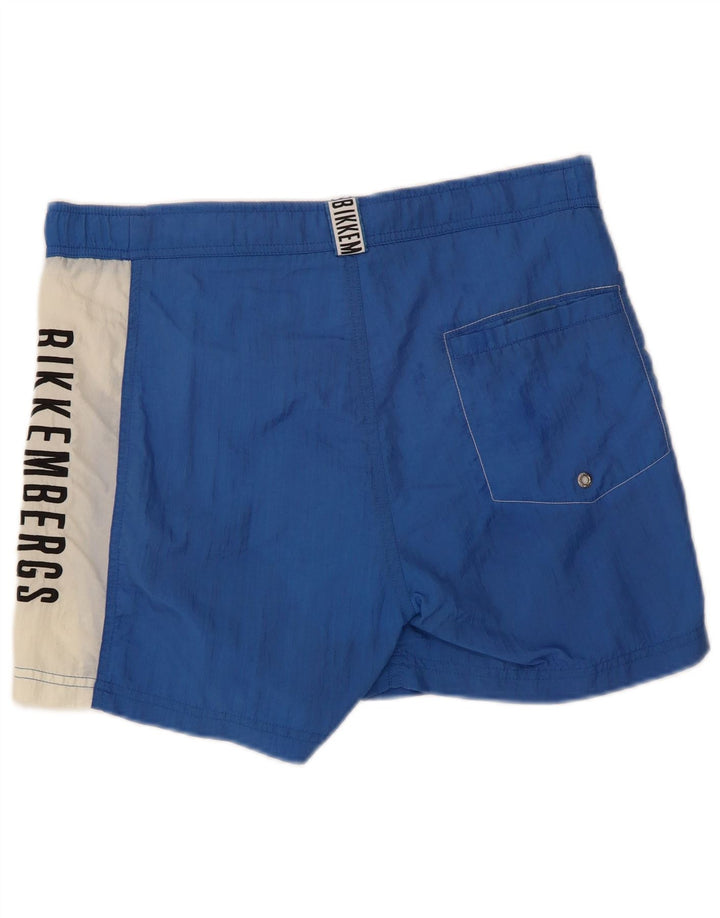 Bikkembergs Mens Graphic Swimming Shorts Medium  Blue Colourblock Polyamide