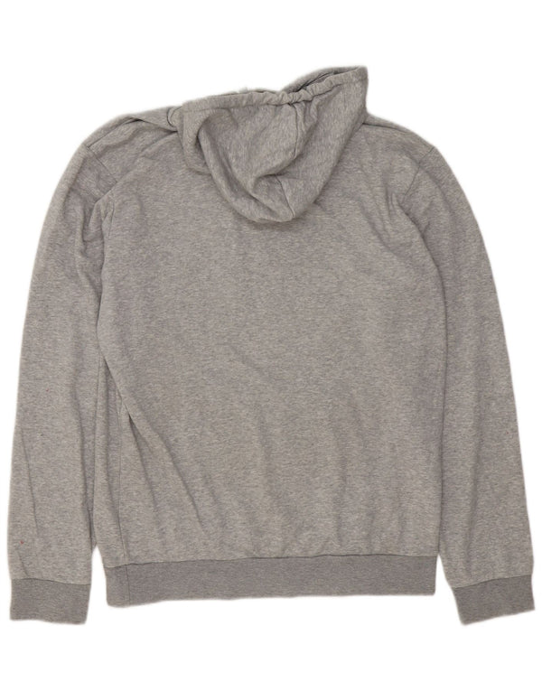 Adidas Mens Graphic Hoodie Jumper Medium Grey Flecked Cotton