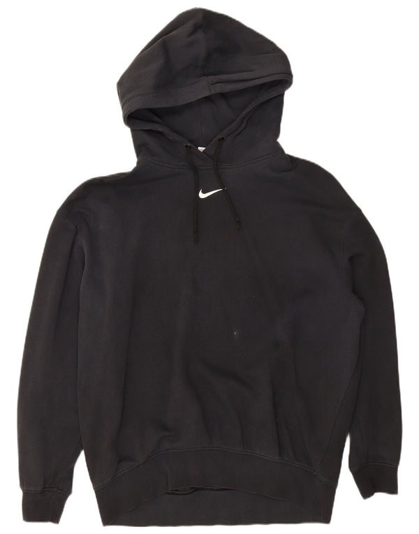 Nike Womens Oversized Hoodie Jumper UK 10 Small Black Cotton