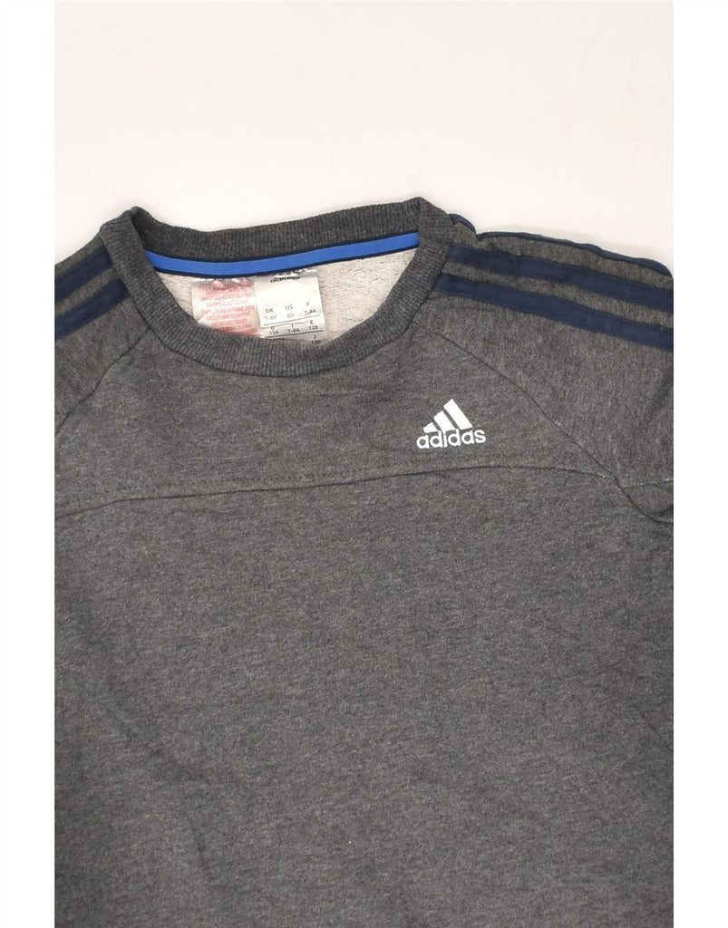 ADIDAS Boys Sweatshirt Jumper 7-8 Years Grey Cotton | Vintage Adidas | Thrift | Second-Hand Adidas | Used Clothing | Messina Hembry 