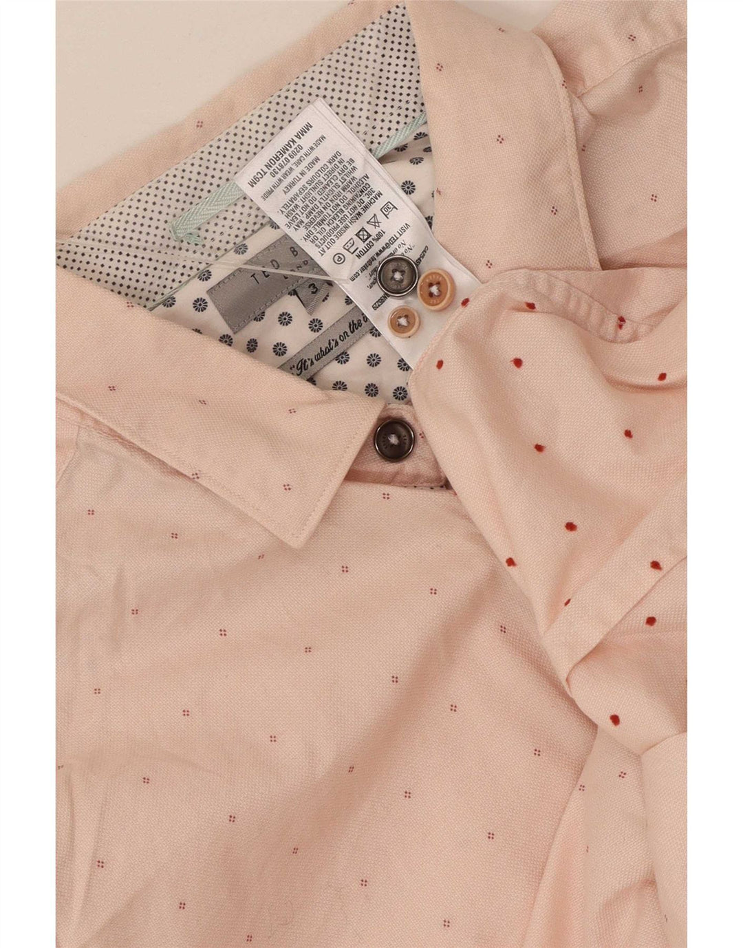 Ted Baker Mens Shirt Size 3 Medium Pink Spotted Cotton