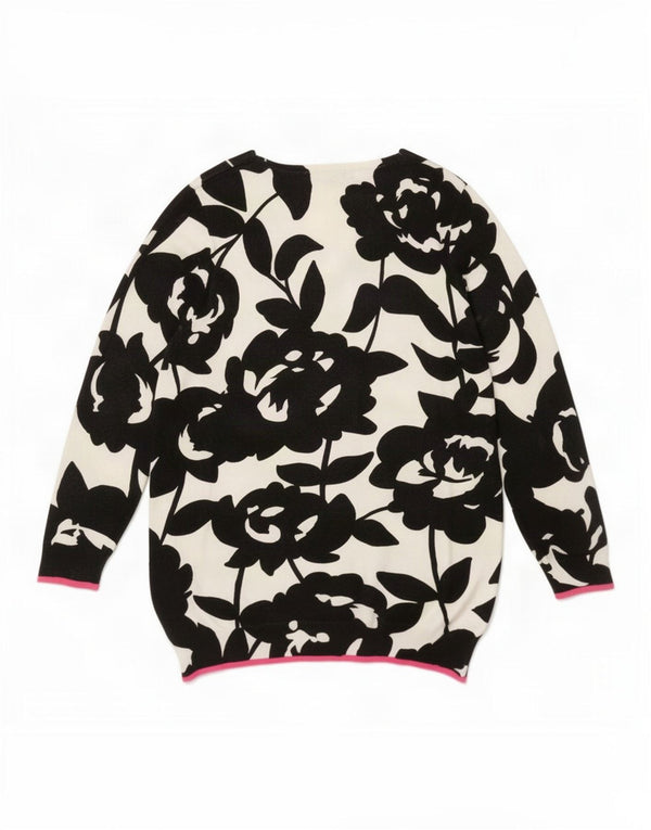 Marks & Spencer Womens V-Neck Jumper Sweater UK 22 3XL Off White Floral