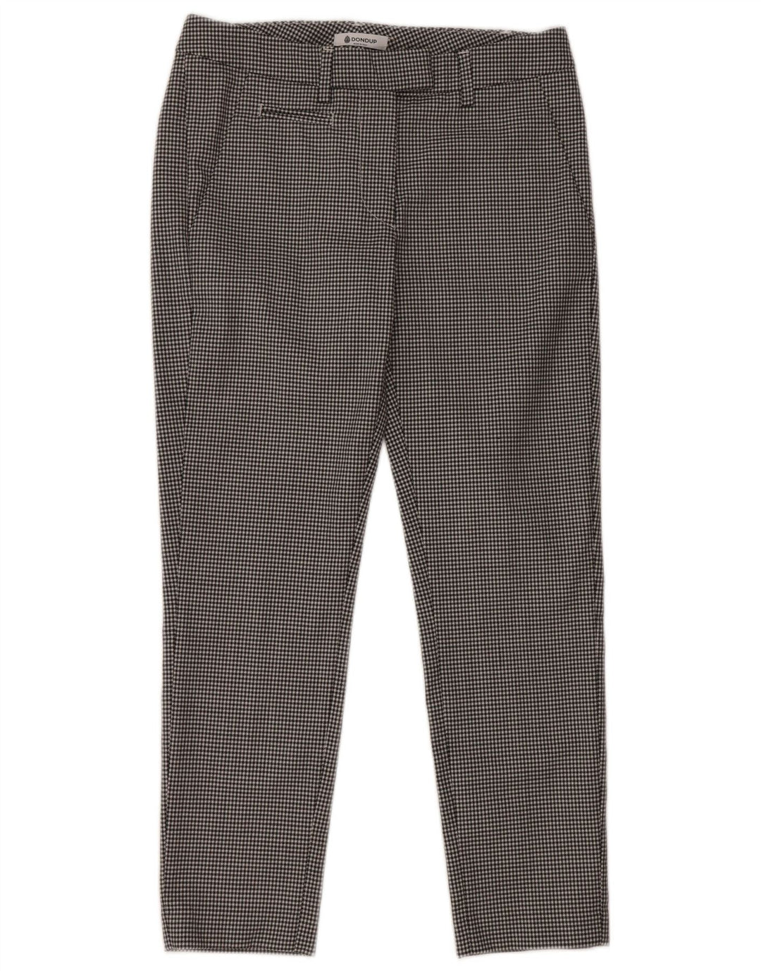 Dondup Womens Slim Chino Trousers W29 L26 Black Houndstooth Acetate