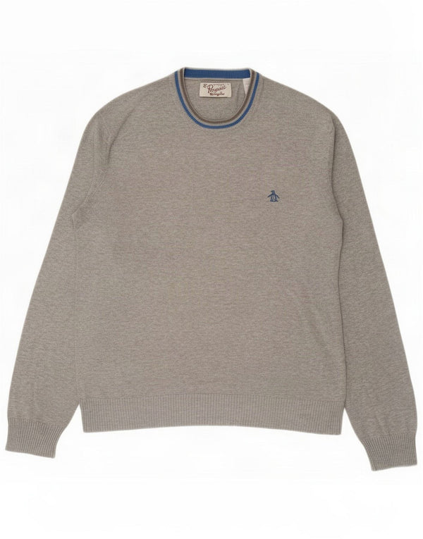 Penguin Mens Crew Neck Jumper Sweater Medium Grey