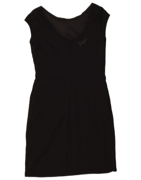 Desigual Womens Sheath Dress UK 10 Small Black Floral Viscose