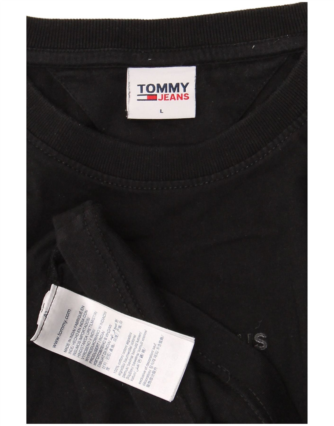 Tommy Hilfiger Mens T-Shirt Top Large Black Cotton