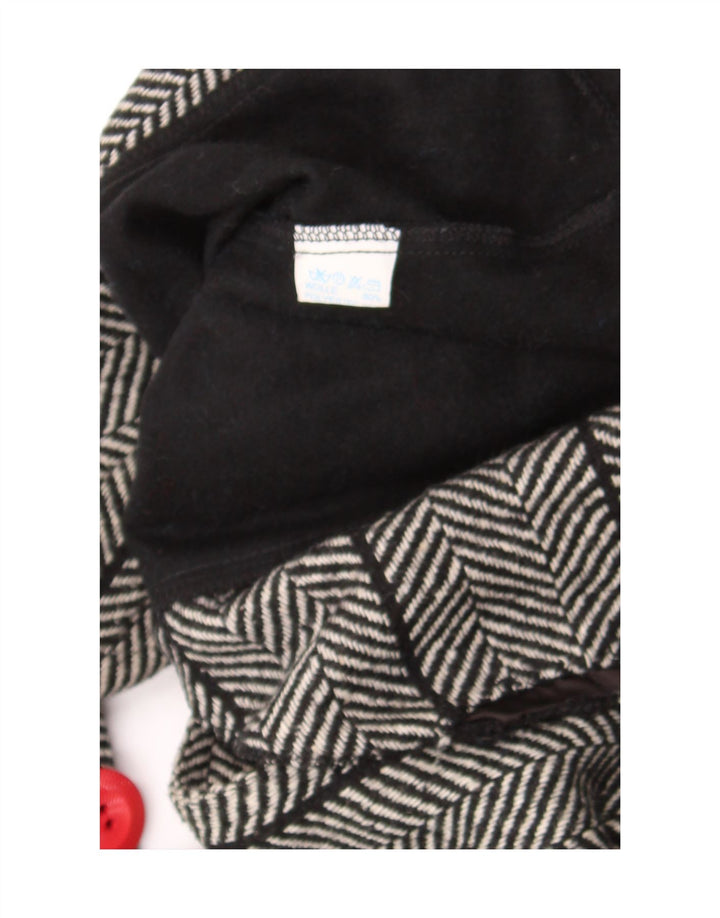 Vintage Womens Crop Batwing Blazer Jacket US 1 XS Black Herringbone Wool