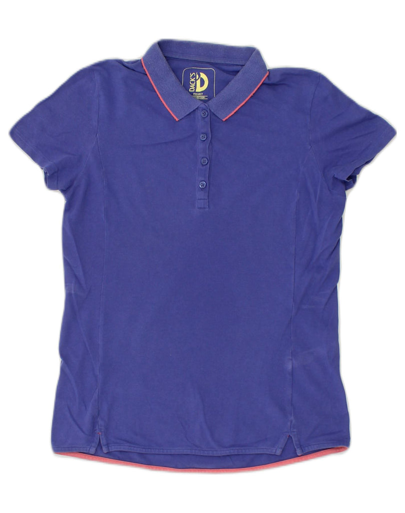 DACK'S Womens Polo Shirt UK 16  Large Blue Cotton | Vintage Dack's | Thrift | Second-Hand Dack's | Used Clothing | Messina Hembry 