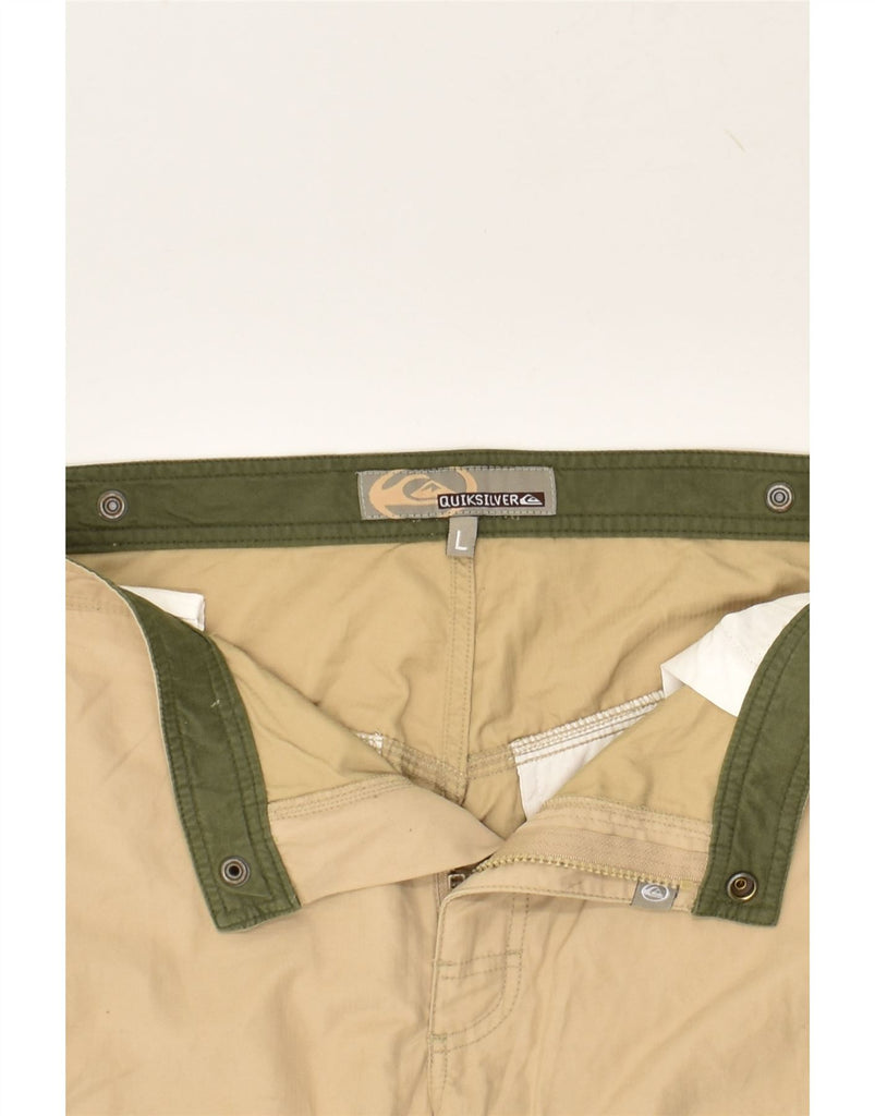 QUIKSILVER Mens Straight Capri Trousers Large W34 L21 Beige Cotton | Vintage Quiksilver | Thrift | Second-Hand Quiksilver | Used Clothing | Messina Hembry 