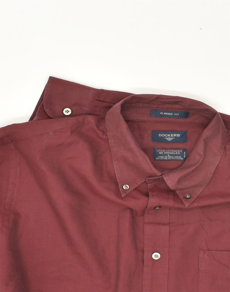 DOCKERS Mens Classic Fit Shirt Large Burgundy Cotton | Vintage Dockers | Thrift | Second-Hand Dockers | Used Clothing | Messina Hembry 