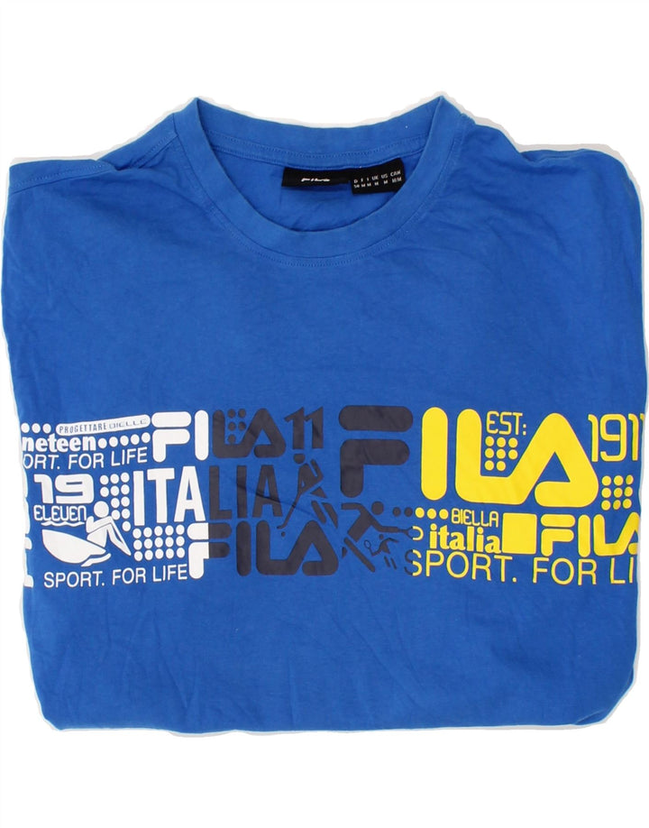FILA Mens Graphic T-Shirt Top Medium Blue Cotton Vintage Fila and Second-Hand Fila from Messina Hembry 