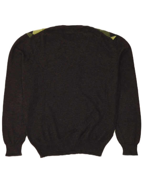 Vintage Mens Crew Neck Jumper Sweater IT 54 XL Black Argyle/Diamond