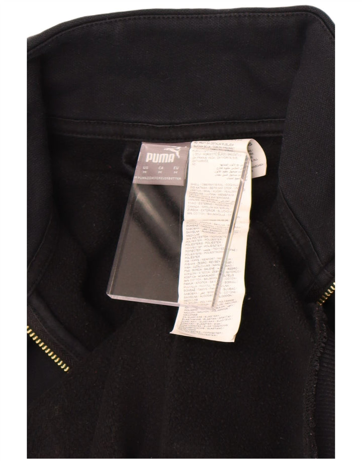 Puma Womens Tracksuit Top Jacket UK 14 Medium Black Cotton