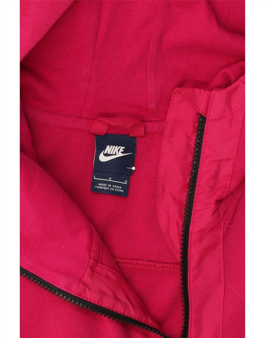 NIKE Womens Zip Hoodie Sweater UK 16 Large Pink Vintage Nike and Second-Hand Nike from Messina Hembry 