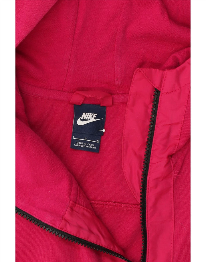 NIKE Womens Zip Hoodie Sweater UK 16 Large Pink Vintage Nike and Second-Hand Nike from Messina Hembry 
