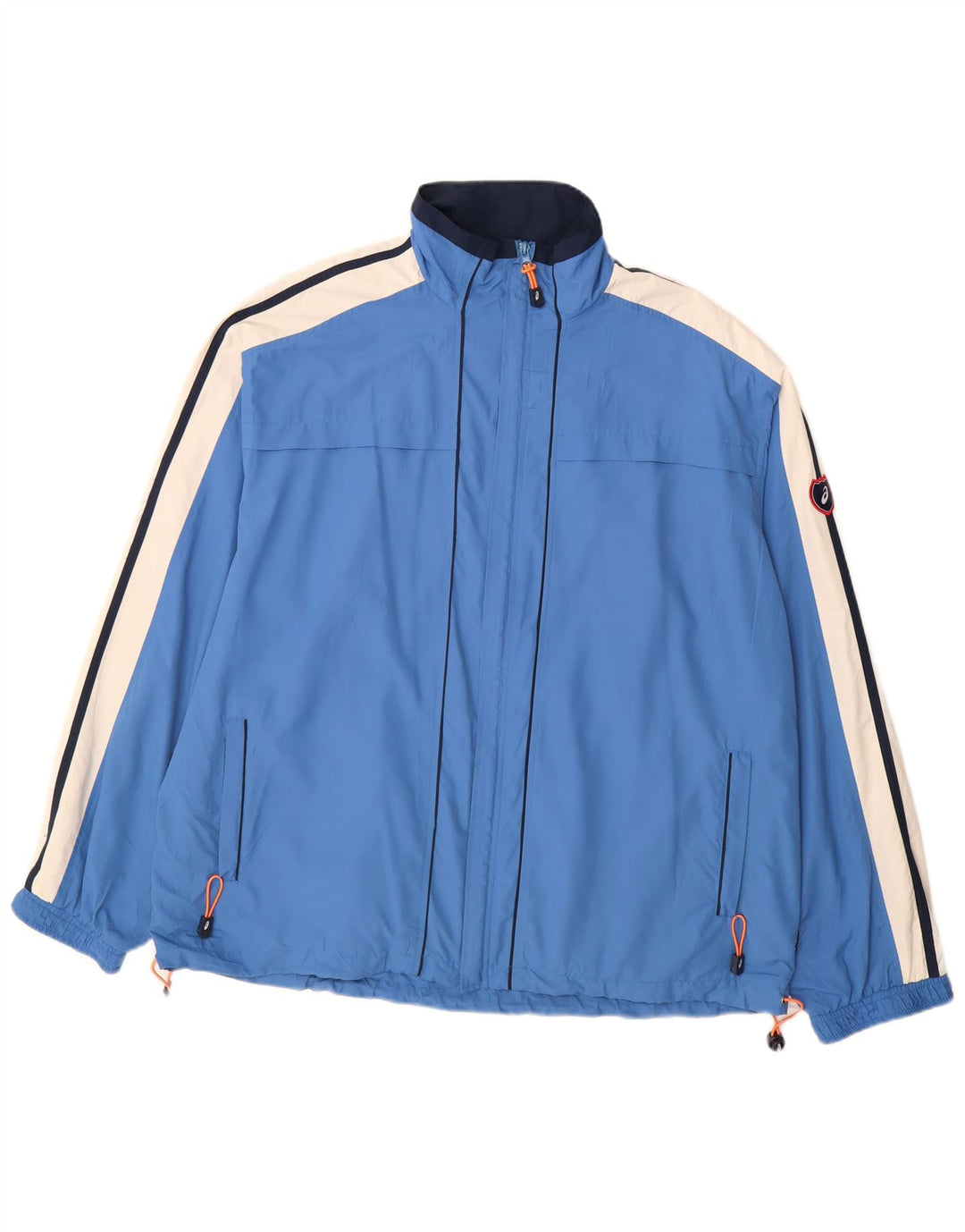 Asics Mens Tracksuit Top Jacket 2XL Blue Colourblock Polyester