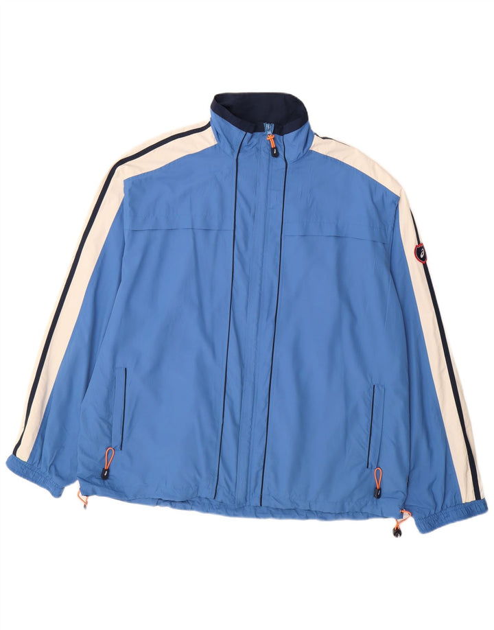 Asics Mens Tracksuit Top Jacket 2XL Blue Colourblock Polyester