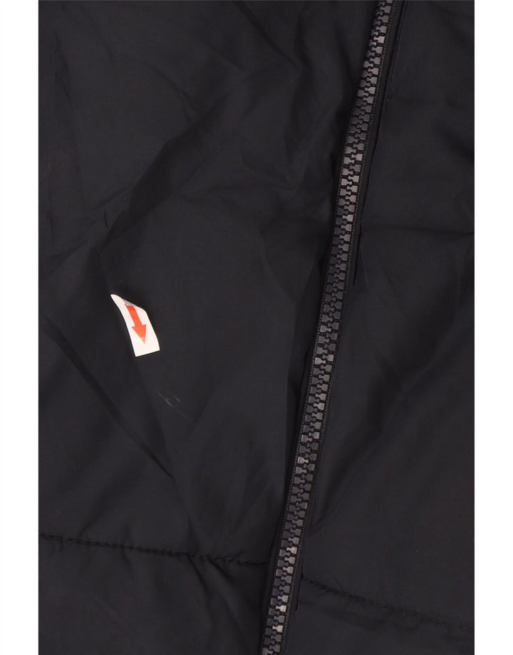 Zara Womens Oversized Crop Hooded Padded Jacket UK 6 XS Navy Blue Polyester
