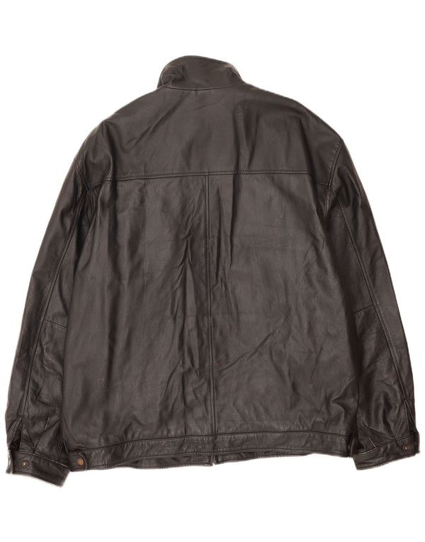 Henry Morell Mens Leather Jacket IT 60 5XL Black Leather