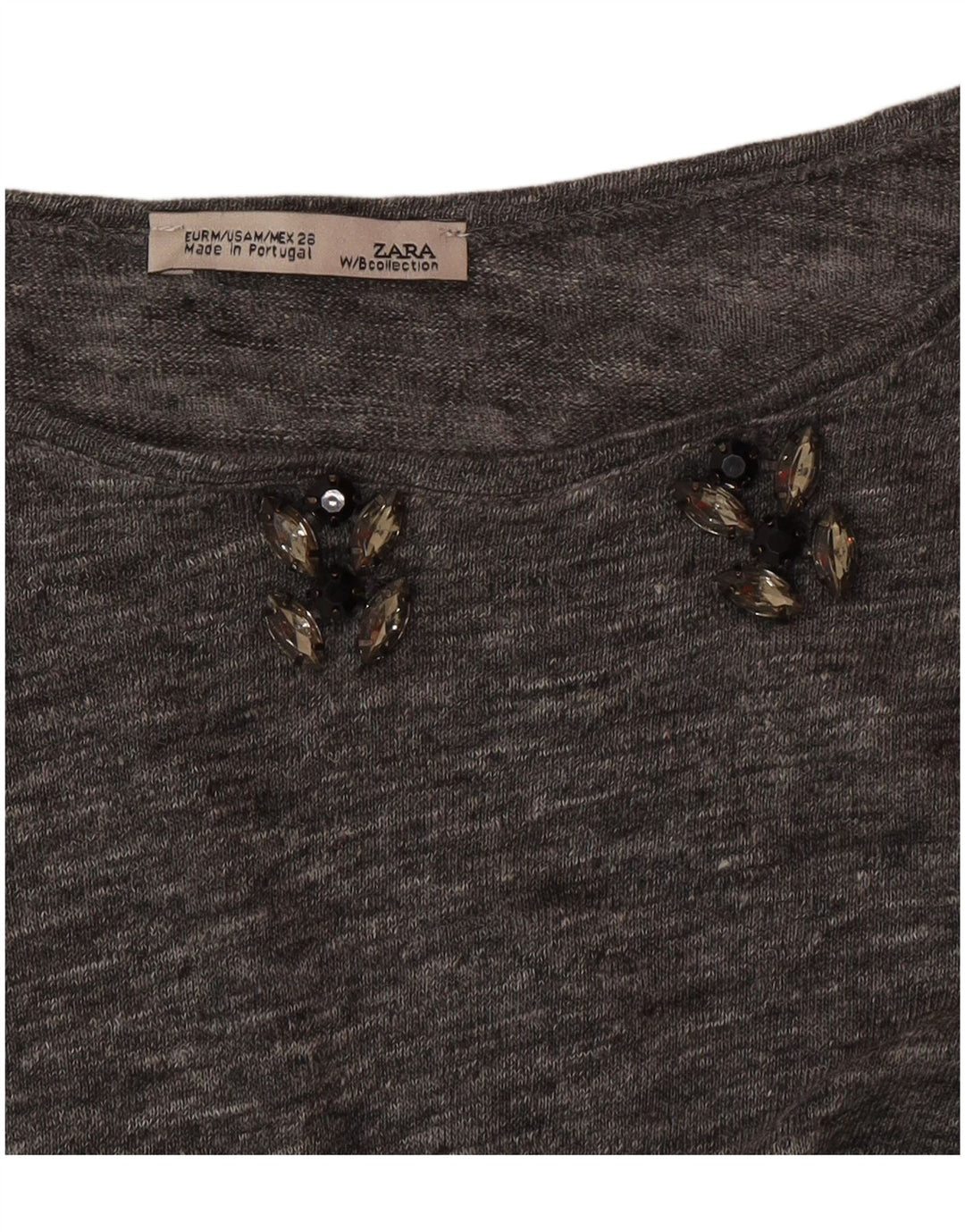 Zara Womens Top 3/4 Sleeve UK 14 Medium Grey Flecked