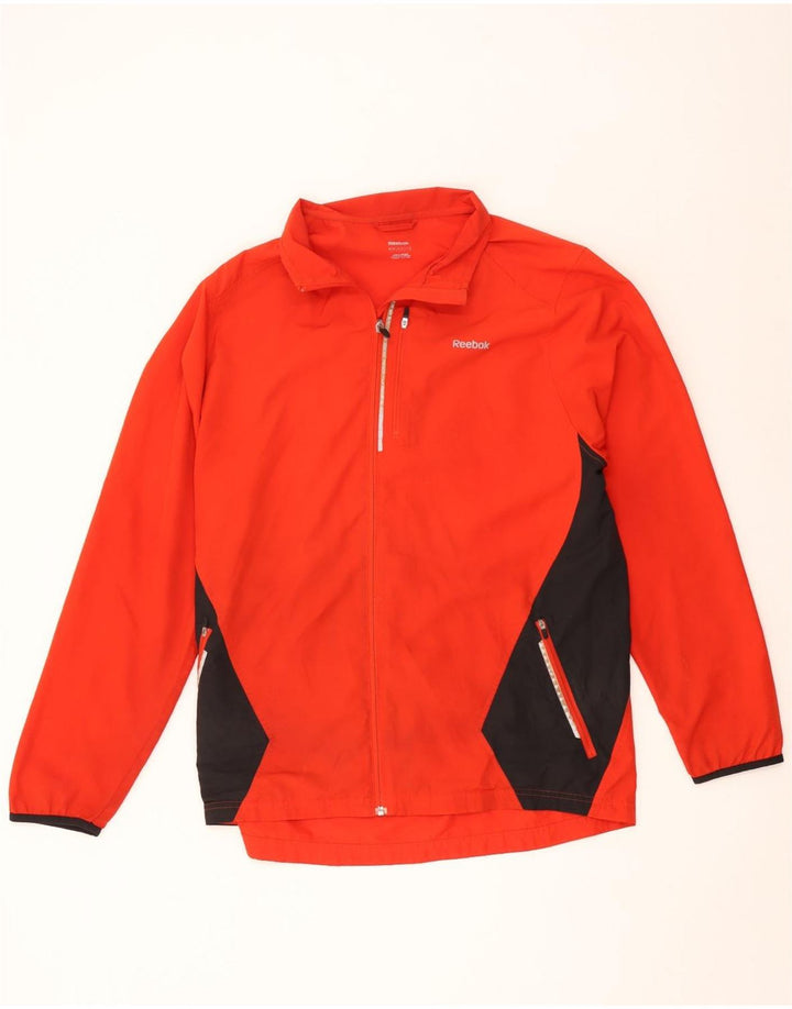 Reebok Mens Tracksuit Top Jacket Large Red Colourblock Polyester