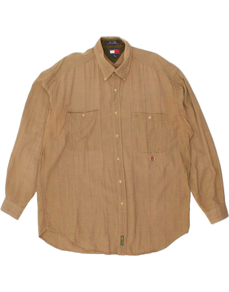 TOMMY HILFIGER Mens Shirt XL Brown Check Cotton | Vintage Tommy Hilfiger | Thrift | Second-Hand Tommy Hilfiger | Used Clothing | Messina Hembry 