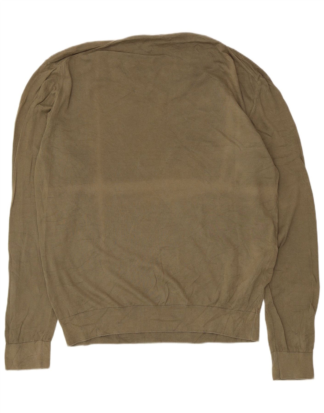 Trussardi Jeans Mens V-Neck Jumper Sweater Large Khaki