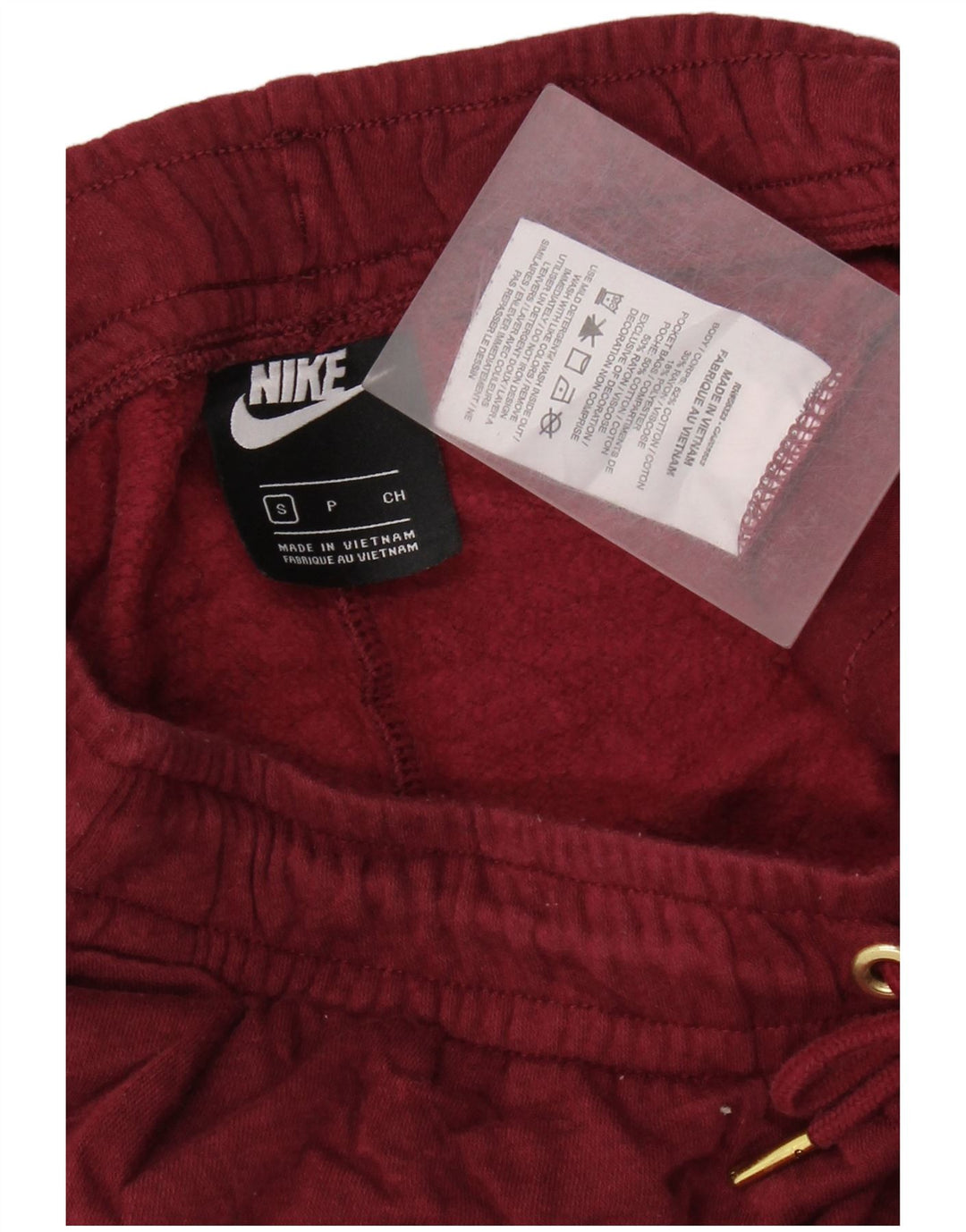 NIKE Womens Graphic Tracksuit Trousers Joggers UK 10 Small  Maroon Cotton