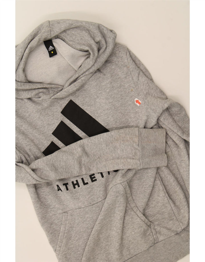 ADIDAS Womens Graphic Hoodie Jumper UK 12 Medium Grey Vintage Adidas and Second-Hand Adidas from Messina Hembry 