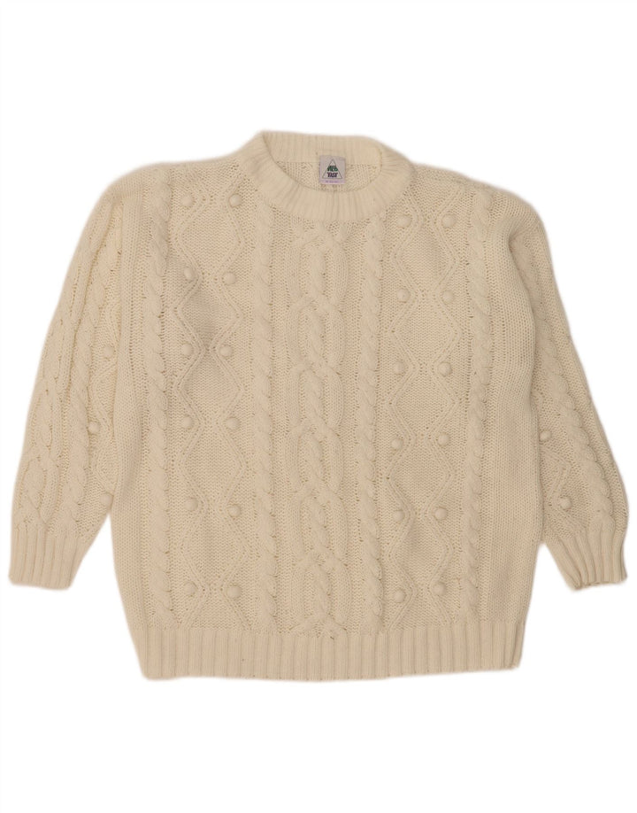 New Fast Womens Oversized Crew Neck Jumper Sweater EU 40/42 Medium White