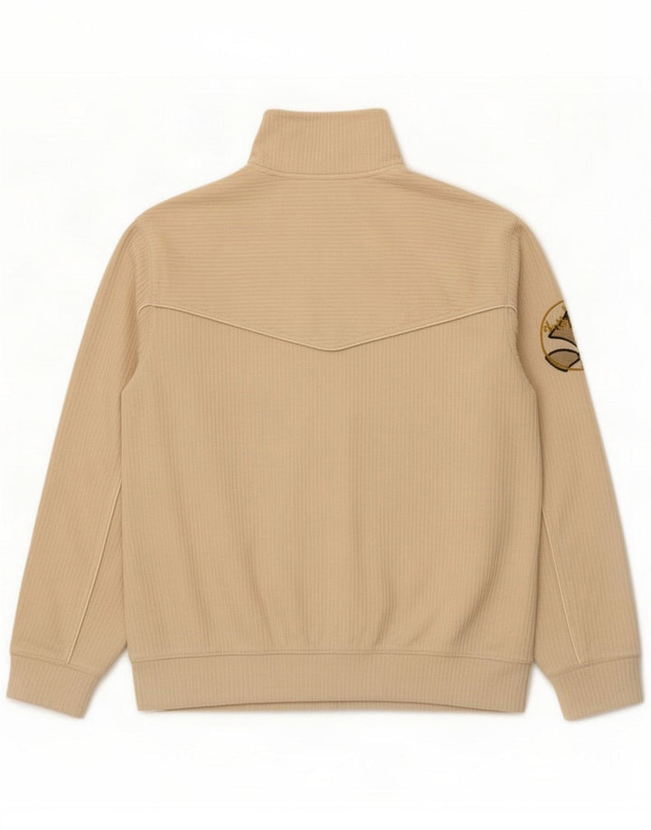 Think Pink Mens Zip Neck Fleece Jumper Large Beige Polyester