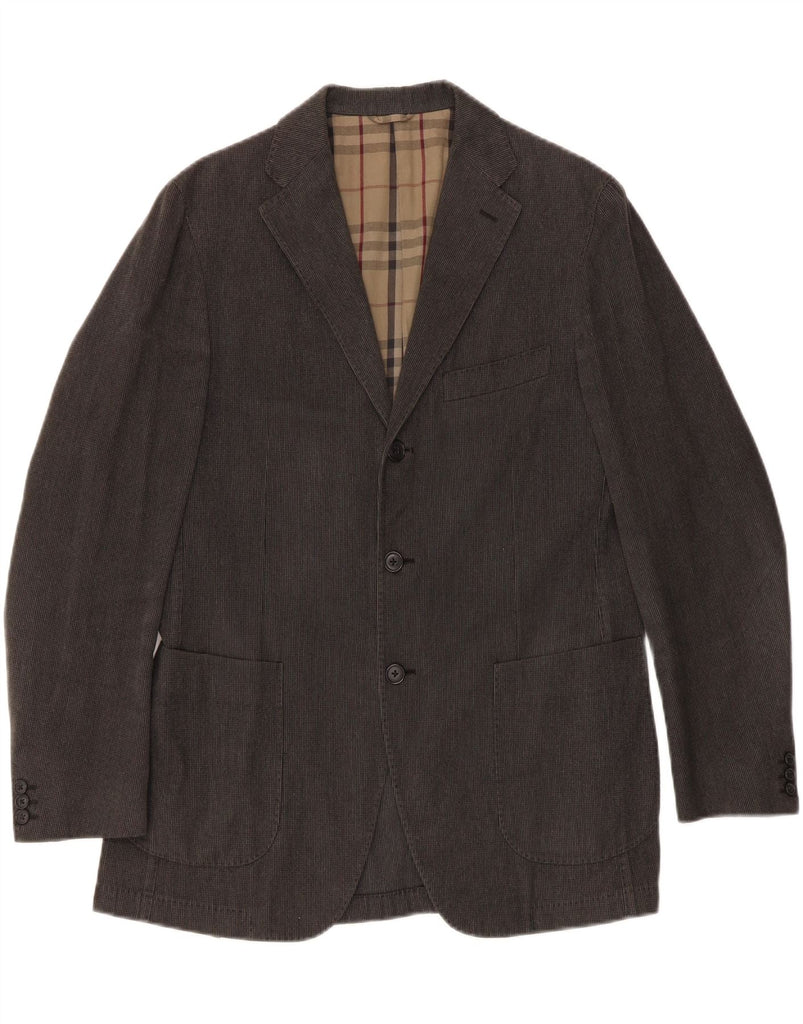 BURBERRY Mens 3 Button Blazer Jacket IT 50 Medium Grey Cotton Vintage Burberry and Second-Hand Burberry from Messina Hembry 