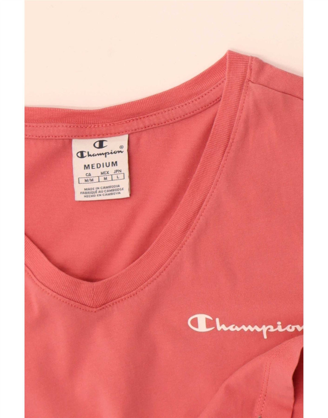 Champion Womens T-Shirt Top UK 12 Medium Pink