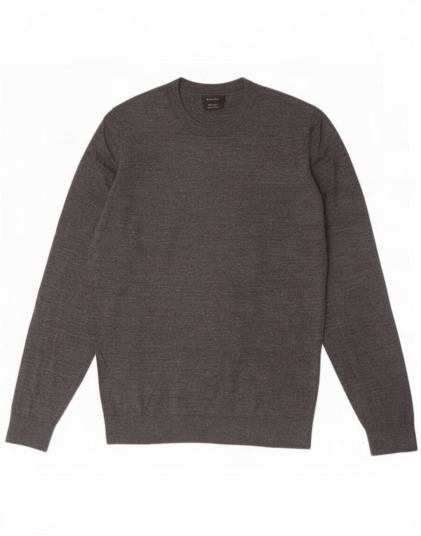 Massimo Dutti Mens Crew Neck Jumper Sweater Medium Grey Merino Wool