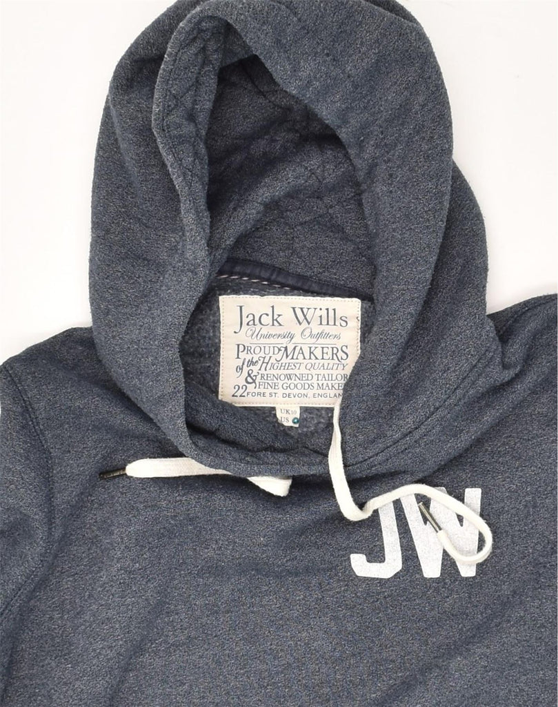 JACK WILLS Womens Graphic Hoodie Jumper UK 10 Small  Grey Cotton | Vintage Jack Wills | Thrift | Second-Hand Jack Wills | Used Clothing | Messina Hembry 