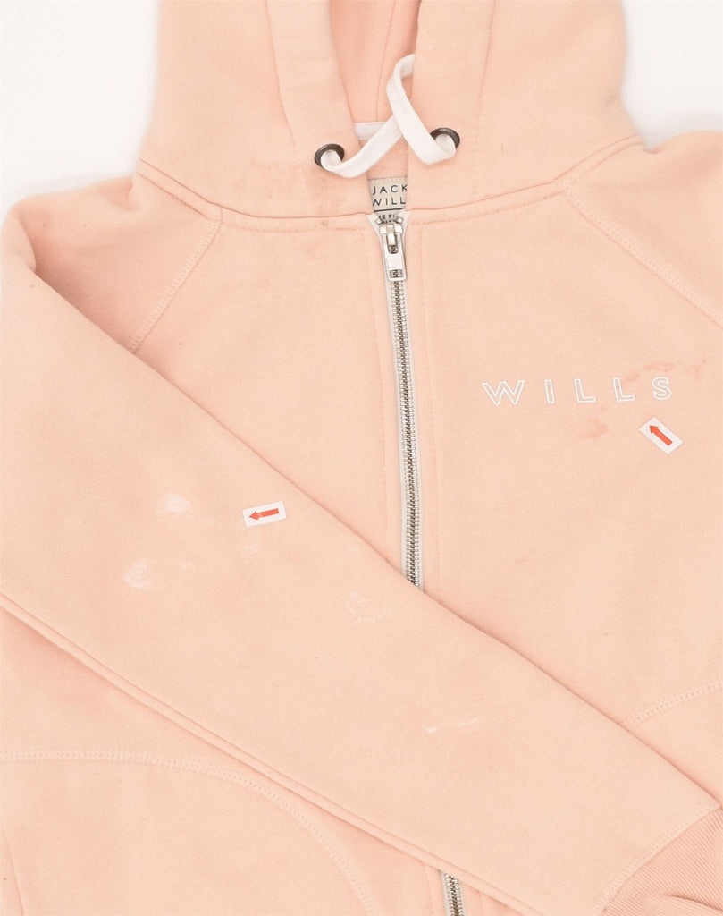 JACK WILLS Womens Zip Hoodie Sweater UK 6 XS  Orange Cotton | Vintage Jack Wills | Thrift | Second-Hand Jack Wills | Used Clothing | Messina Hembry 